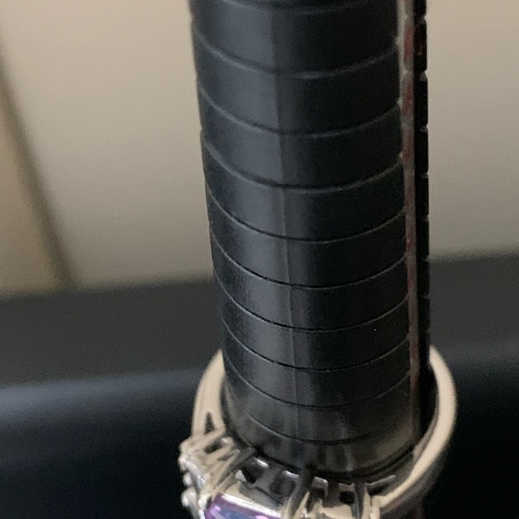 Created princess cut amethyst and trillion CZ ring - Picture 4 of 6